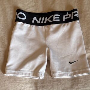 Nike White Compression Shorts with Black Branded Waistband